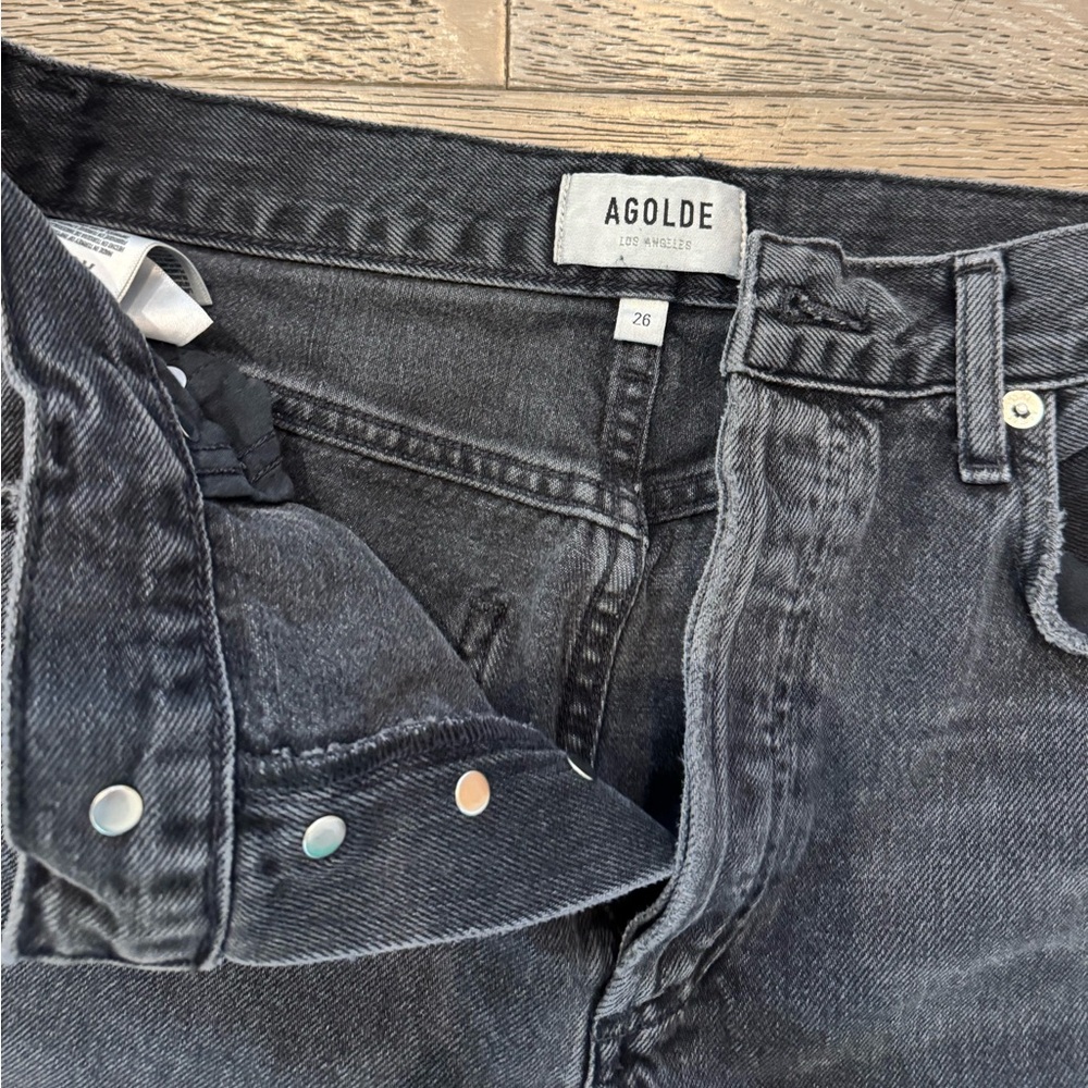 Agolde Ripley Mid Rise Straight Jeans Grey Black - Picture 3 of 4